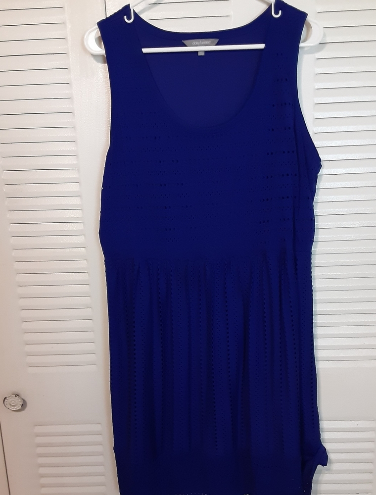 Daisy Fuentes sleeveless blue eyelet dress